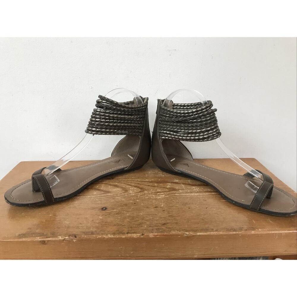 MIA Kios Synthetic Vegan Faux Leather Bronze Zip Up Gladiator Sandals 7 37.5 - Picture 3 of 8